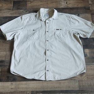 Carhartt Original Fit Tan Button up Two Pocket Work Utility Shirt sz XXL Men's
